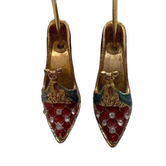2 Metal Enamel Red Jeweled Stiletto Shoe Picture / Note Clip Holder - Picture 5 of 7